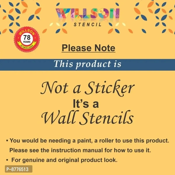 Willson Wall Stencil Reusable DIY Wall Painting for Home, Office (White, Plastic Sheet) 16x24 Inch WS-1075hellip;