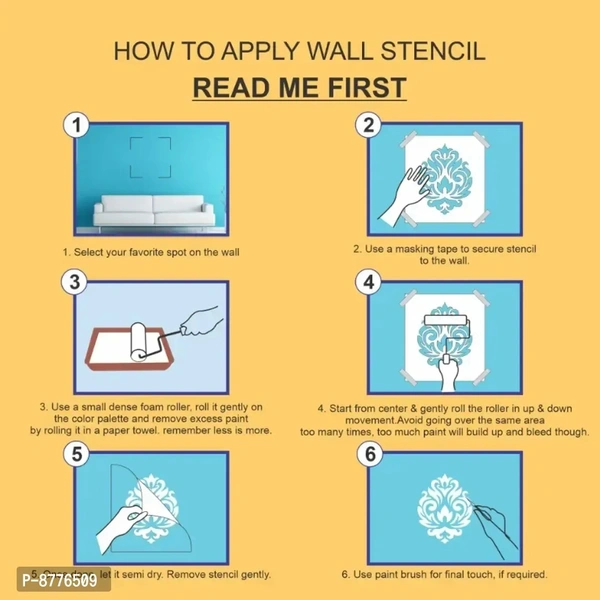Willson Wall Stencil Reusable DIY Wall Painting for Home, Office (White, Plastic Sheet) 12x18 Inch WS-1067hellip;