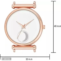 Stylish White Moon Dial Leather Strap Watch For Girl