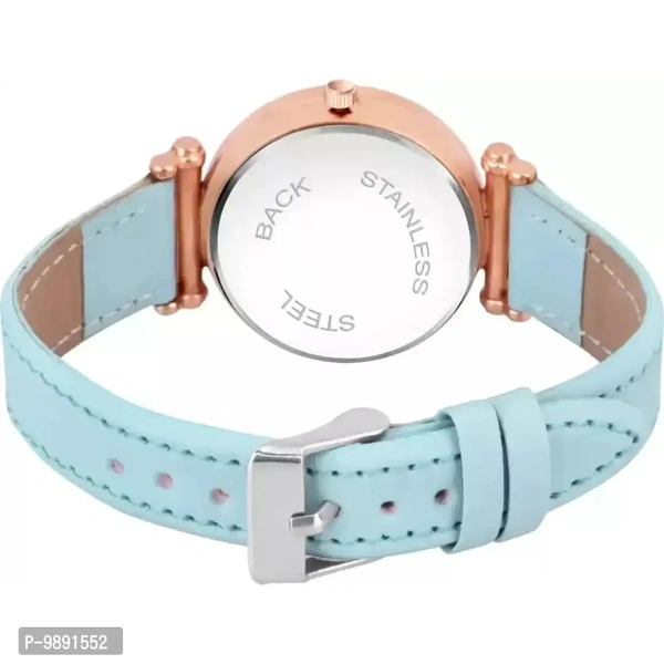 Stylish Green Moon Dial Leather Strap Watch For Girls