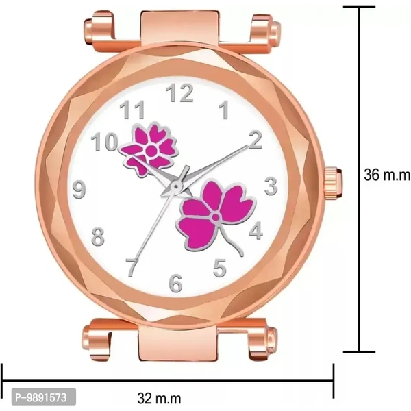 Stylish &nbsp;Flower Designer Leather Strap Watch for Girls