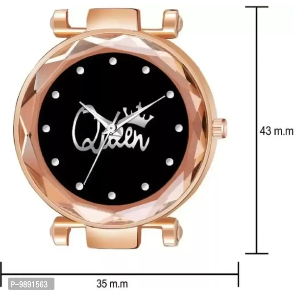 Stylish Designer Queen Dial Orange Lather Strap Watch For Girls