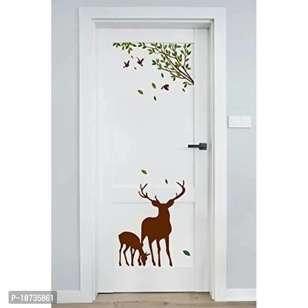 Sticker Studio Vinyl Tree And Deer Wall Floor Door Sticker, 58 x 48 cm, Multicolour