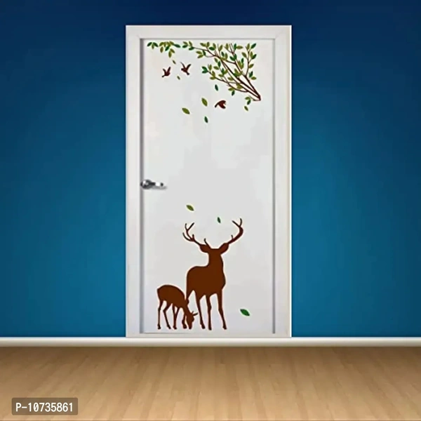 Sticker Studio Vinyl Tree And Deer Wall Floor Door Sticker, 58 x 48 cm, Multicolour