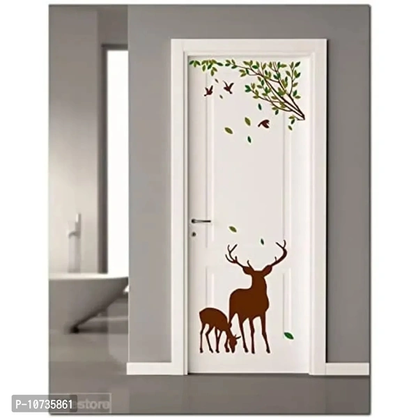 Sticker Studio Vinyl Tree And Deer Wall Floor Door Sticker, 58 x 48 cm, Multicolour