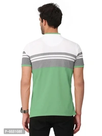 Stylish Cotton Straight Collar Chinese Collar Neck Color Block T-Shirt For Men - XL