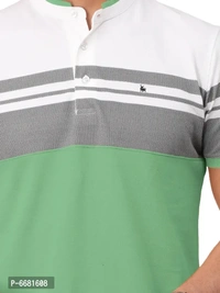 Stylish Cotton Straight Collar Chinese Collar Neck Color Block T-Shirt For Men - XL