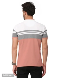 Stylish Cotton Straight Collar Chinese Collar Neck Color Block T-Shirt For Men - S