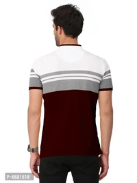 Stylish Cotton Straight Collar Chinese Collar Neck Color Block T-Shirt For Men - M