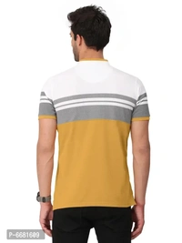 Stylish Cotton Straight Collar Chinese Collar Neck Color Block T-Shirt For Men - 4XL