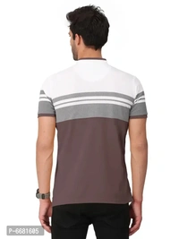 Stylish Cotton Straight Collar Chinese Collar Neck Color Block T-Shirt For Men - 3XL