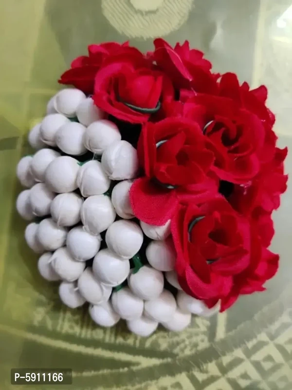 Mogra and red roses jura bun for women