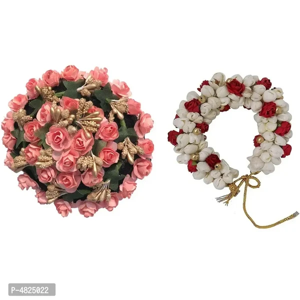 Stylish Multicoloured Paper Flower Gajra For Women And Girls - 2 Pieces