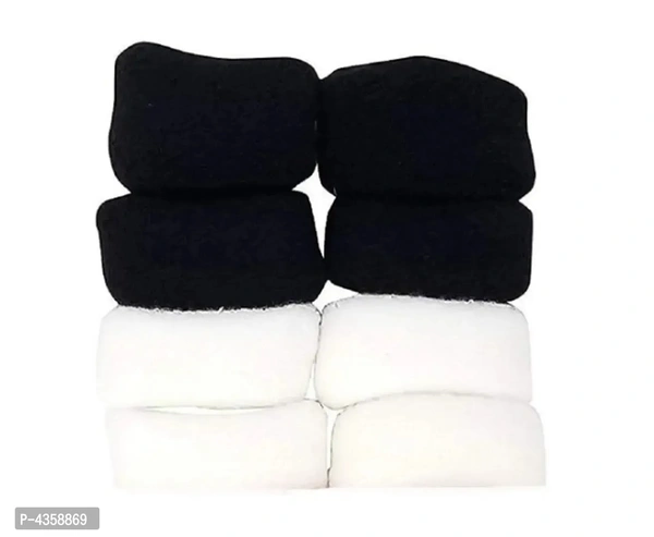 Daily use Soft Bun Fabric Elastic Ponytails Cotton wool Everyday Wear Hair Ties Rubber Bands Black, White (Set of 8 pcs)