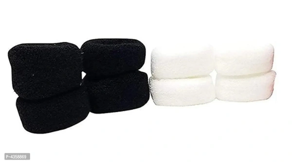 Daily use Soft Bun Fabric Elastic Ponytails Cotton wool Everyday Wear Hair Ties Rubber Bands Black, White (Set of 8 pcs)