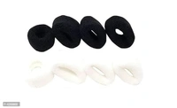 Daily use Soft Bun Fabric Elastic Ponytails Cotton wool Everyday Wear Hair Ties Rubber Bands Black, White (Set of 8 pcs)