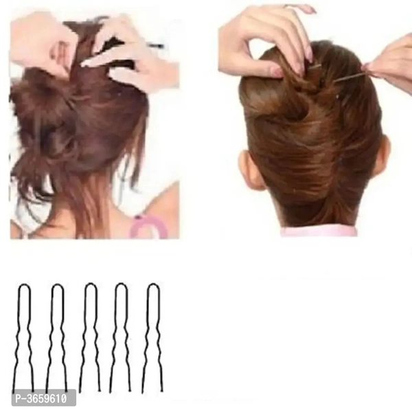 10Pcs Beauty Curved U shape hair pin for Bun clip, hair pins Hair Pin (Black)