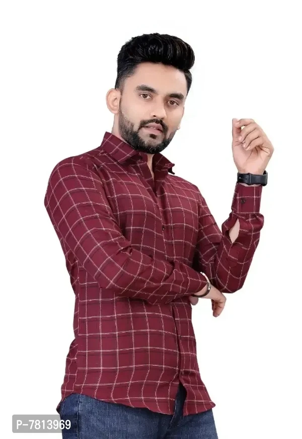 mens premium quality checks shirts. - Maroon, M