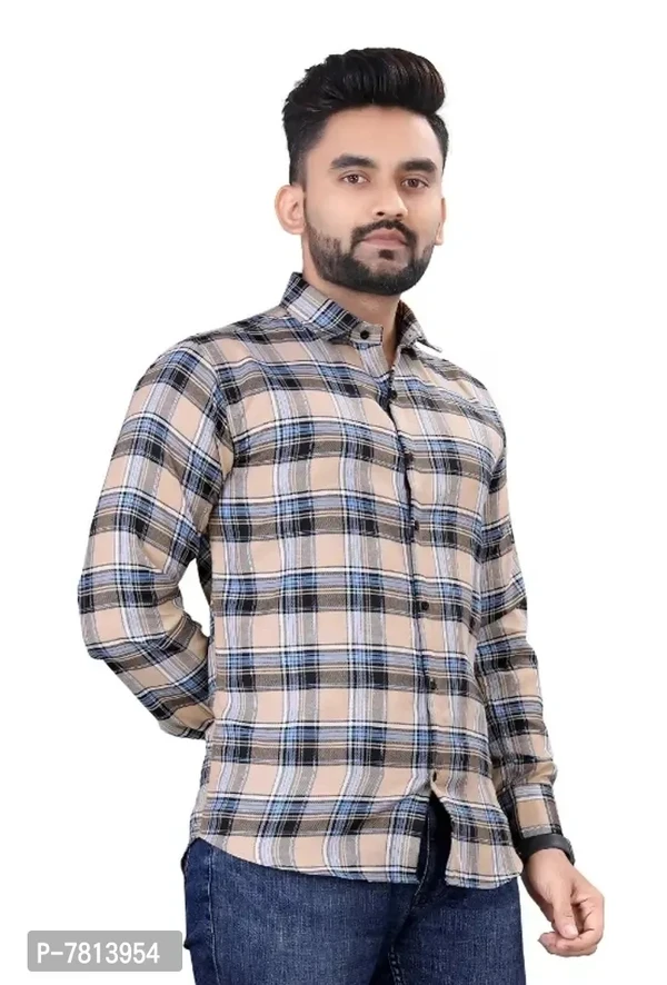 Mens casual solid cotton checks shirt - M