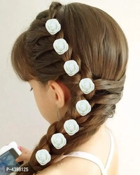 Pack Of 24Pcs, White Rose Flower Hair Juda Pin Hair Accessories For Women/ Girls