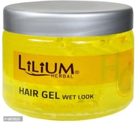 Lilium Wet Look Hair Gel Natural Black Hair Color With Hair Straightner Pack Of 3 (Gc881) (3 Items In The Set)