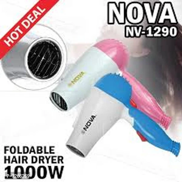 Nova 1290 Stylish Hair Dryer 2 Speed Control Electric Foldable Hair Dryer 1000 Watts Only Pack Of 1