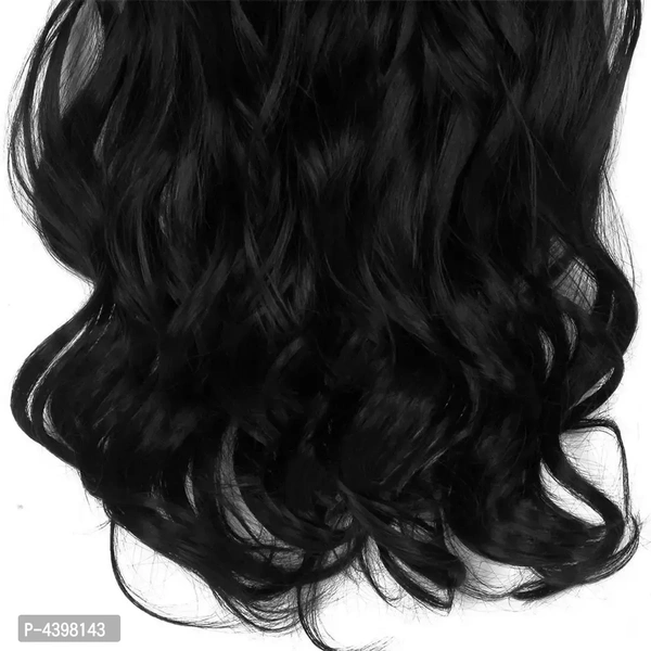 6Pcs 14 Clips 24-26 Inch Curly/Wavy Full Head Clip In On Hair Extensions Women Lady Hairpiece (Black)