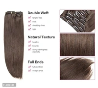 6Pcs 14 Clips 24-26 Inch Straight Full Head Clip In On Hair Extensions Women Lady Hairpiece (Brown)