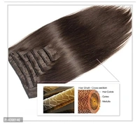 6Pcs 14 Clips 24-26 Inch Straight Full Head Clip In On Hair Extensions Women Lady Hairpiece (Brown)