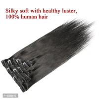 6Pcs 14 Clips 24-26 Inch Straight Full Head Clip In On Hair Extensions Women Lady Hairpiece (Black)