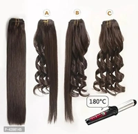6Pcs 14 Clips 24-26 Inch Straight Full Head Clip In On Hair Extensions Women Lady Hairpiece (Black)