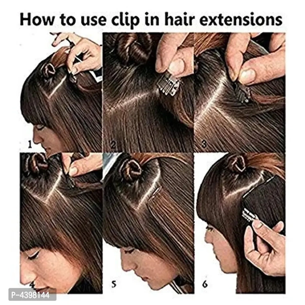 6Pcs 14 Clips 24-26 Inch Curly/Wavy Full Head Clip In On Hair Extensions Women Lady Hairpiece (Black)