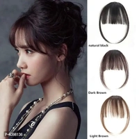 Clip On Synthetic Front Bang Hair Fringe Hair Extension, Black, Pack Of 1