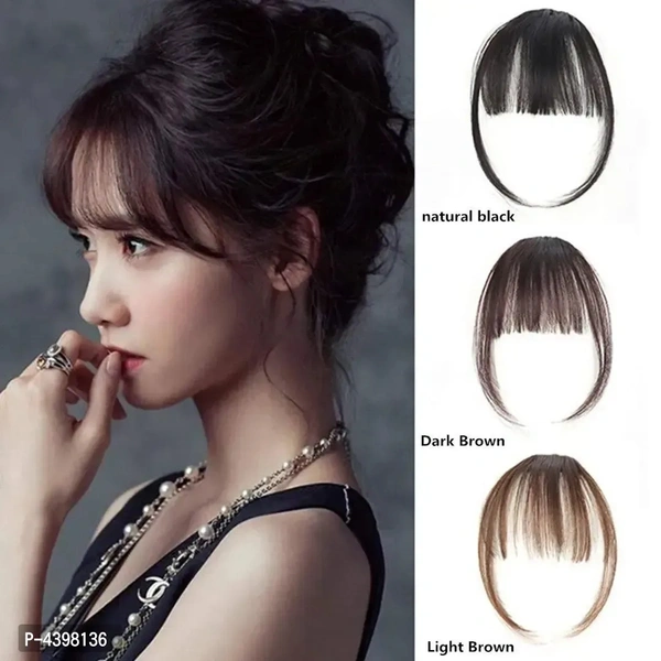 Clip On Synthetic Front Bang Hair Fringe Hair Extension, Black, Pack Of 1