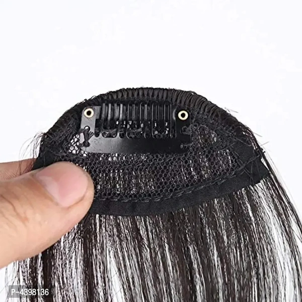 Clip On Synthetic Front Bang Hair Fringe Hair Extension, Black, Pack Of 1