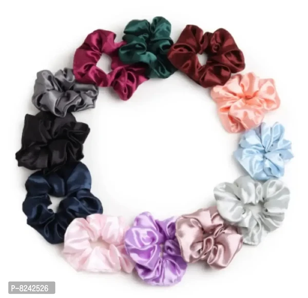 Silky Satin Scrunchies P Multicolor pack of 12