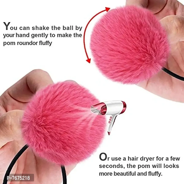 APSAMBR&#174; 6PCS Girls Pompom Ponytail Holder Children Pom Pom Hair Tie 5 CM Bows Kids Elastic Rubber Bands Faux Fur Sweet Girl Head Wear(RANDOM COLOR WILL SEND)