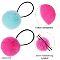APSAMBR&#174; 6PCS Girls Pompom Ponytail Holder Children Pom Pom Hair Tie 5 CM Bows Kids Elastic Rubber Bands Faux Fur Sweet Girl Head Wear(RANDOM COLOR WILL SEND)