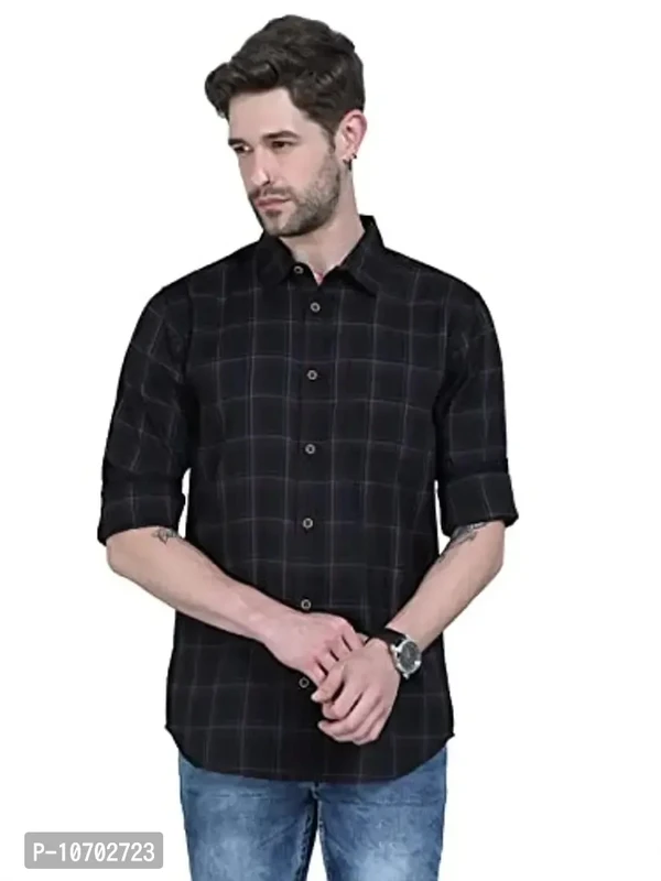 Stylish Black Cotton Long Sleeves Casual Shirt For Men - S, Black