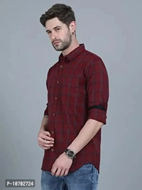 Stylish Maroon Cotton Long Sleeves Casual Shirt For Men - S, Maroon