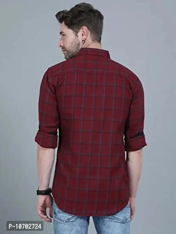 Stylish Maroon Cotton Long Sleeves Casual Shirt For Men - S, Maroon