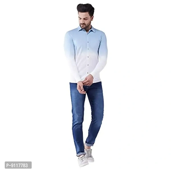 GRITSTONES Men's Cotton Blend Full Sleeve Shirt | Stylish Printed Casual Wear Shirt for Mens - L