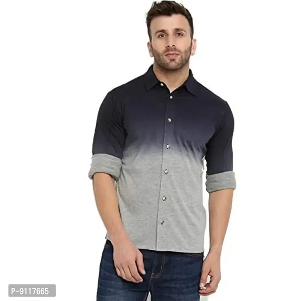 GRITSTONES Men's Cotton Blend Full Sleeve Shirt | Stylish Printed Casual Wear Shirt for Mens - L