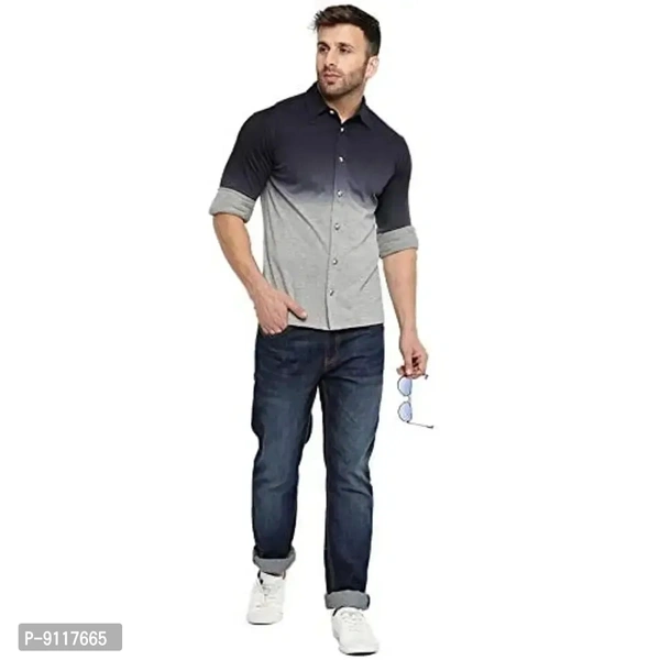 GRITSTONES Men's Cotton Blend Full Sleeve Shirt | Stylish Printed Casual Wear Shirt for Mens - L