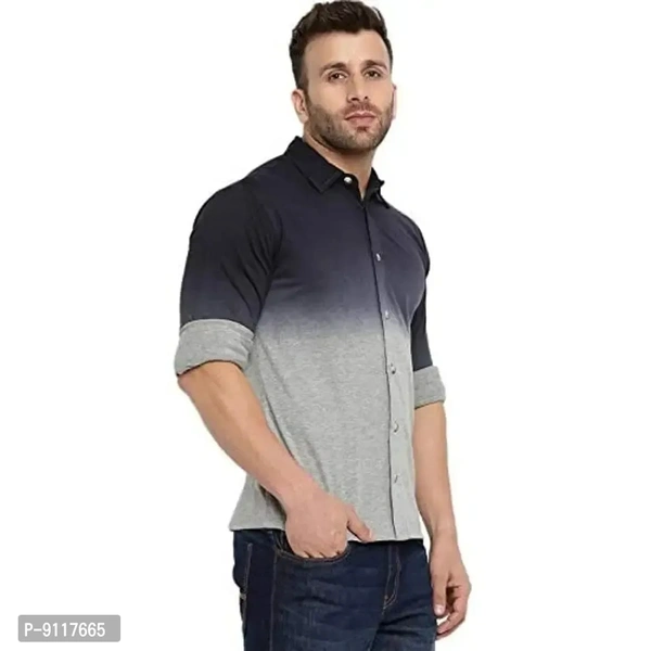 GRITSTONES Men's Cotton Blend Full Sleeve Shirt | Stylish Printed Casual Wear Shirt for Mens - L