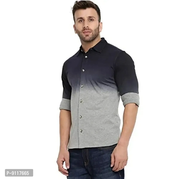 GRITSTONES Men's Cotton Blend Full Sleeve Shirt | Stylish Printed Casual Wear Shirt for Mens - L