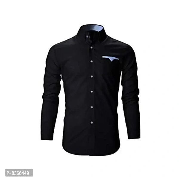 Blue Dove Mens Cotton Casual Shirt Full Sleeves - Black, L