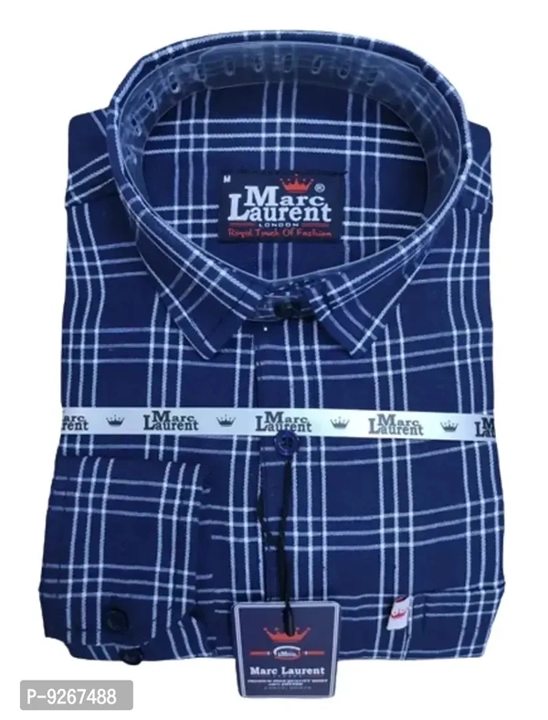 Marc Laurent Check Shirt Full Sleeve for Mens - Blue, M