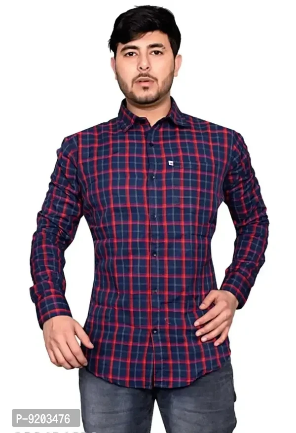 New Stylish Full Sleeve Check Shirt For All Season - Red, M