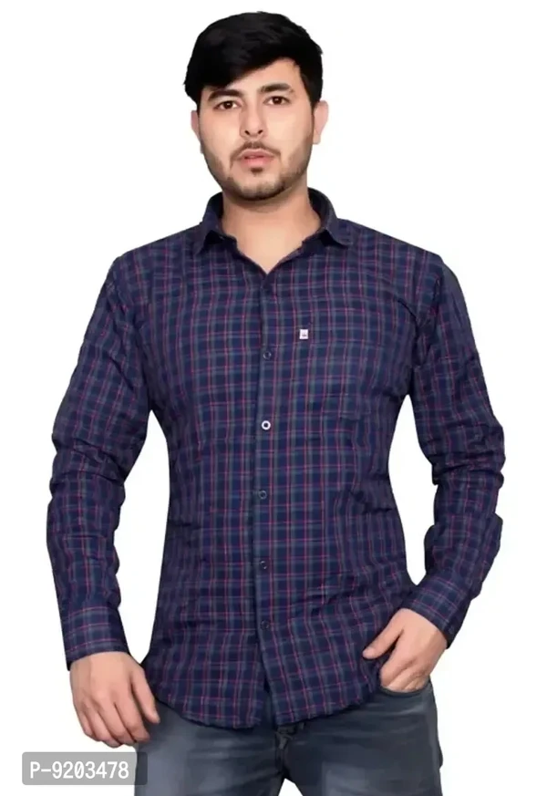 New Stylish Full Sleeve Check Shirt For All Season - Gray, M